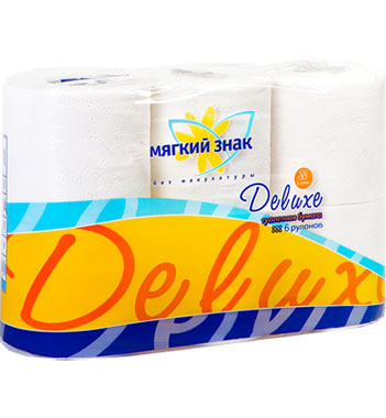 Мягкий знак (Deluxe) Делюкс БУМАГА туалетная двухслойная белая 6 рулонов (кодС62)