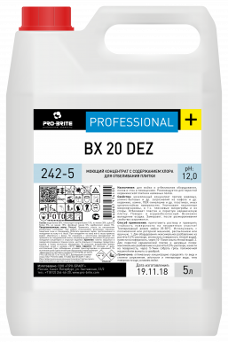 BX 20 DEZ 5л моющий концентрат с содержанием хлора для отбеливания плитки (242-5)