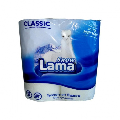 Туалетная бумага Snow Lama белая двухслойная 4 рулона