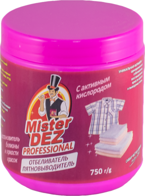 Mister Dez PROFESSIONAL   Отбеливатель-пятновыводитель + восстановитель белизны и яркости красок с активным кислородом 750 г