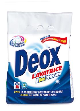 Деокс (DEOX Deo-detersivo lavatrice) универсальный стиральный порошок c растительным мылом и системой Антизапах  для любых тканей 1,62 кг