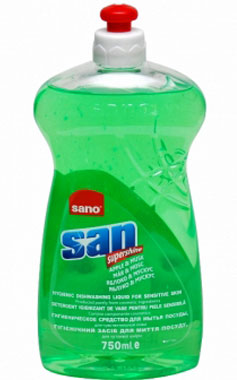 СаноСан Яблоко-Мускус (Sano San Super Dishwashing Liquid Apple & Musk ) средство для мытья посуды 0,75л