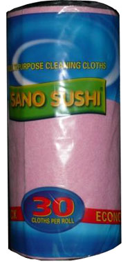 Чудо-тряпка Сано Суши Ролл Пинк ( Sano Sushi Roll Pink)  универсальная цветная (рул/30 шт. 27 х 37 см)